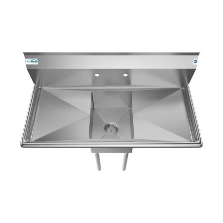 Koolmore 1 Compartment Stainless Steel NSF Commercial Kitchen Prep & Utility Sink with 2 Drainboards SA121610-16B3